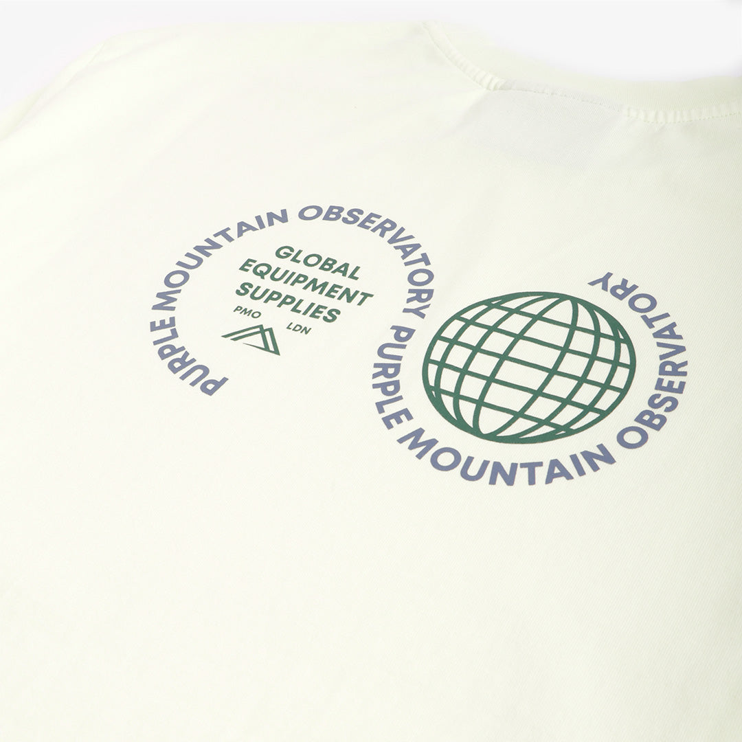 Purple Mountain Observatory Globe Logo Long Sleeve T-Shirt, Lime, Detail Shot 6