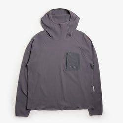 thumbnail Purple Mountain Observatory Waffle Balaclava Hoodie, Charcoal, Detail Shot 1