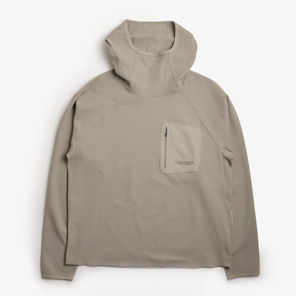 Purple Mountain Observatory Waffle Balaclava Hoodie, Concrete, Detail Shot 1