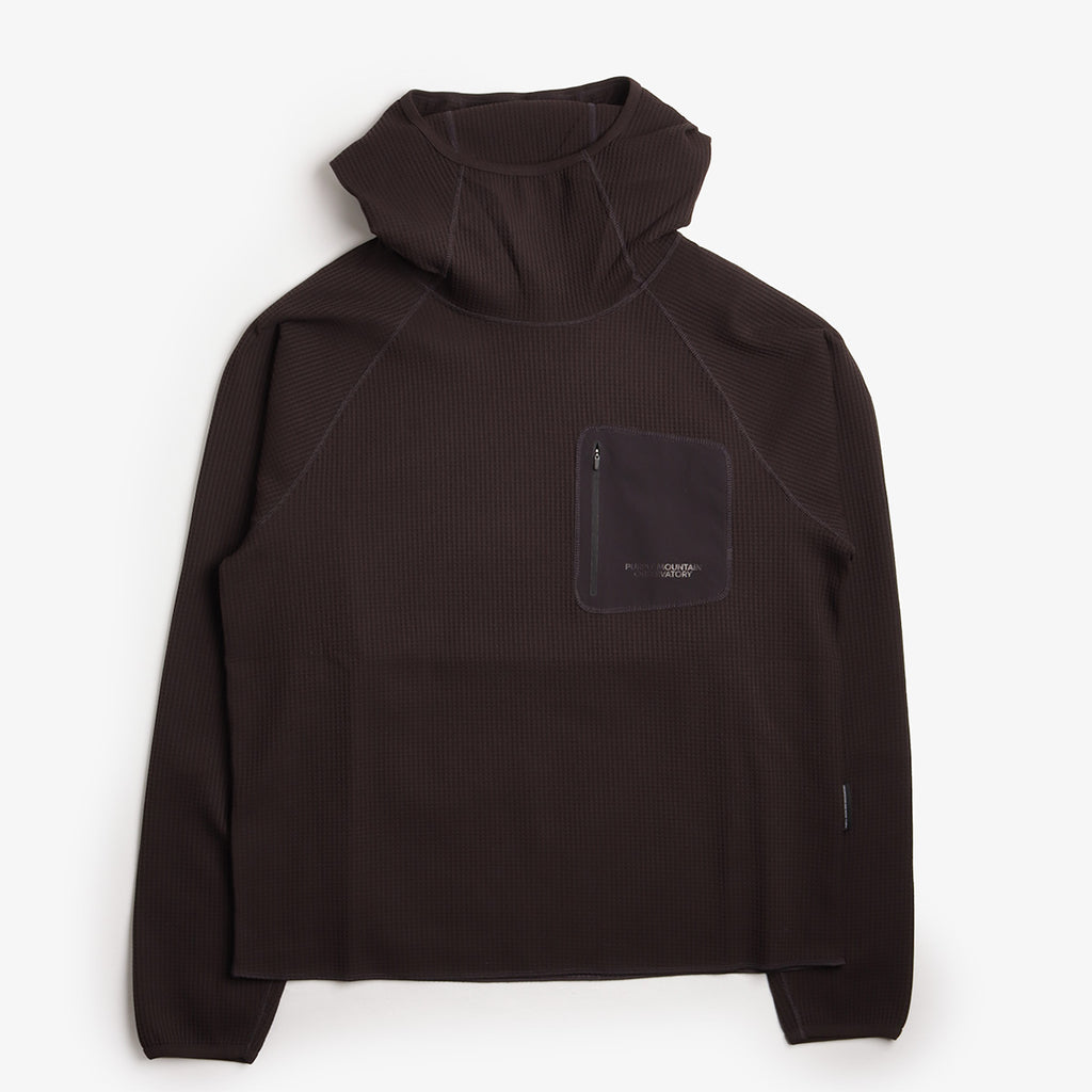 Purple Mountain Observatory Waffle Balaclava Hoodie, Chocolate, Detail Shot 1