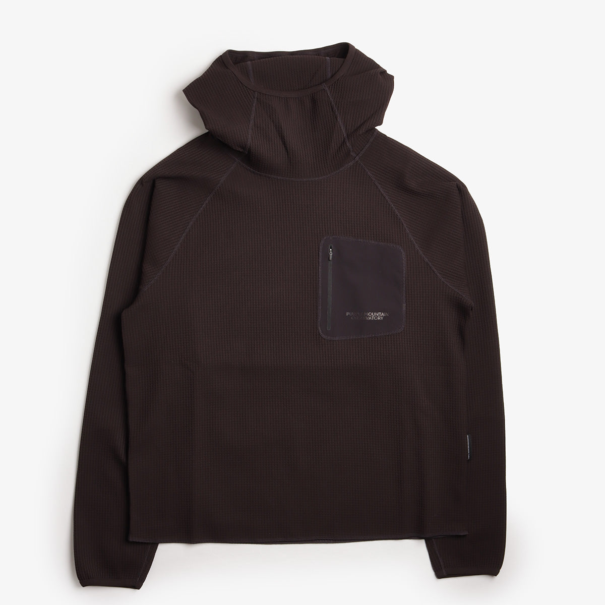Purple Mountain Observatory Waffle Balaclava Hoodie, Chocolate, Detail Shot 1