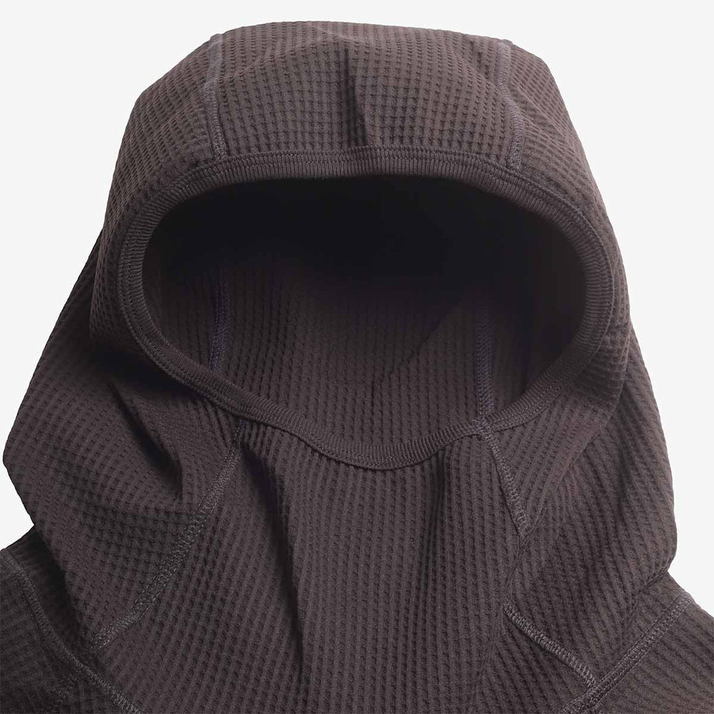 Purple Mountain Observatory Waffle Balaclava Hoodie, Chocolate, Detail Shot 4