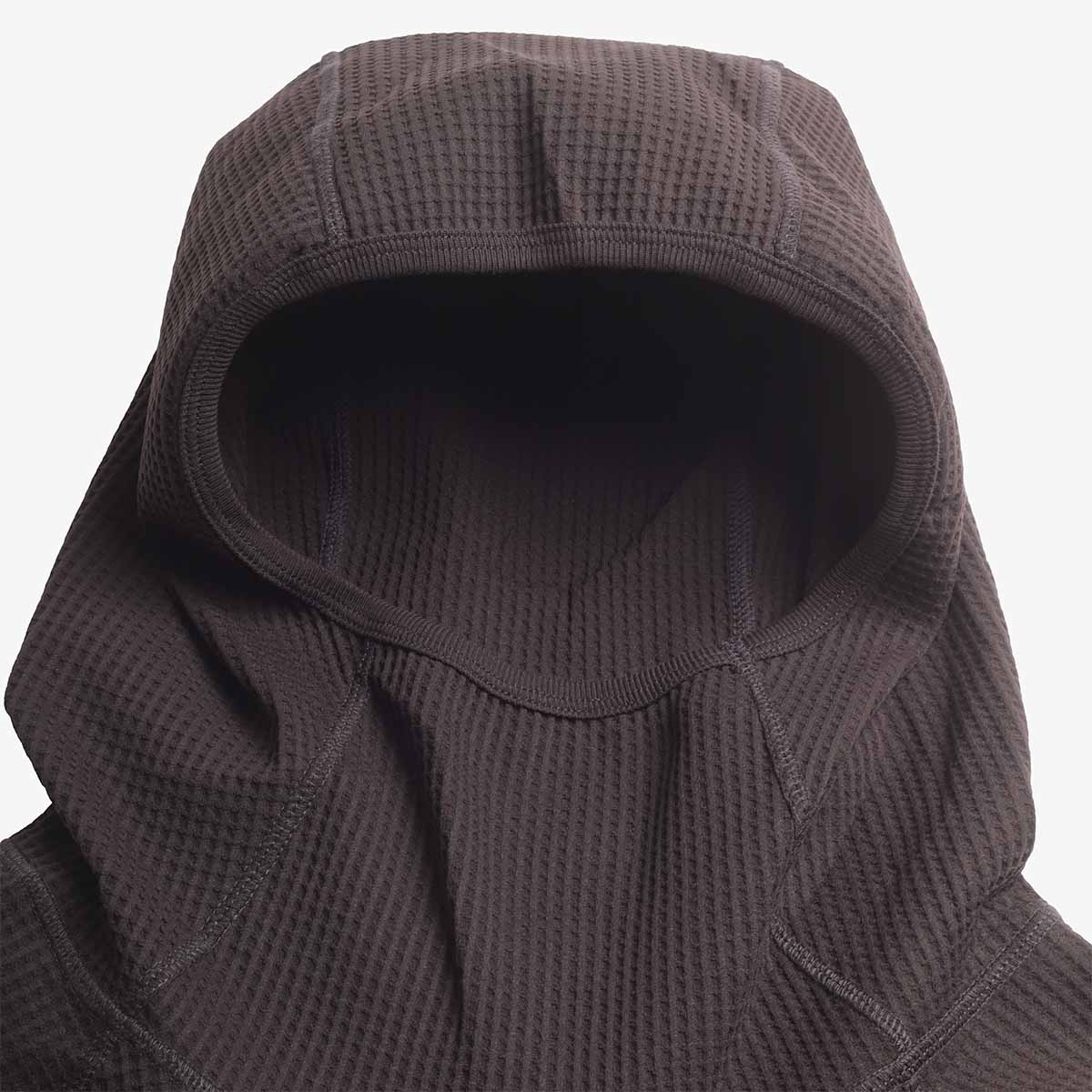 Purple Mountain Observatory Waffle Balaclava Hoodie, Chocolate, Detail Shot 4
