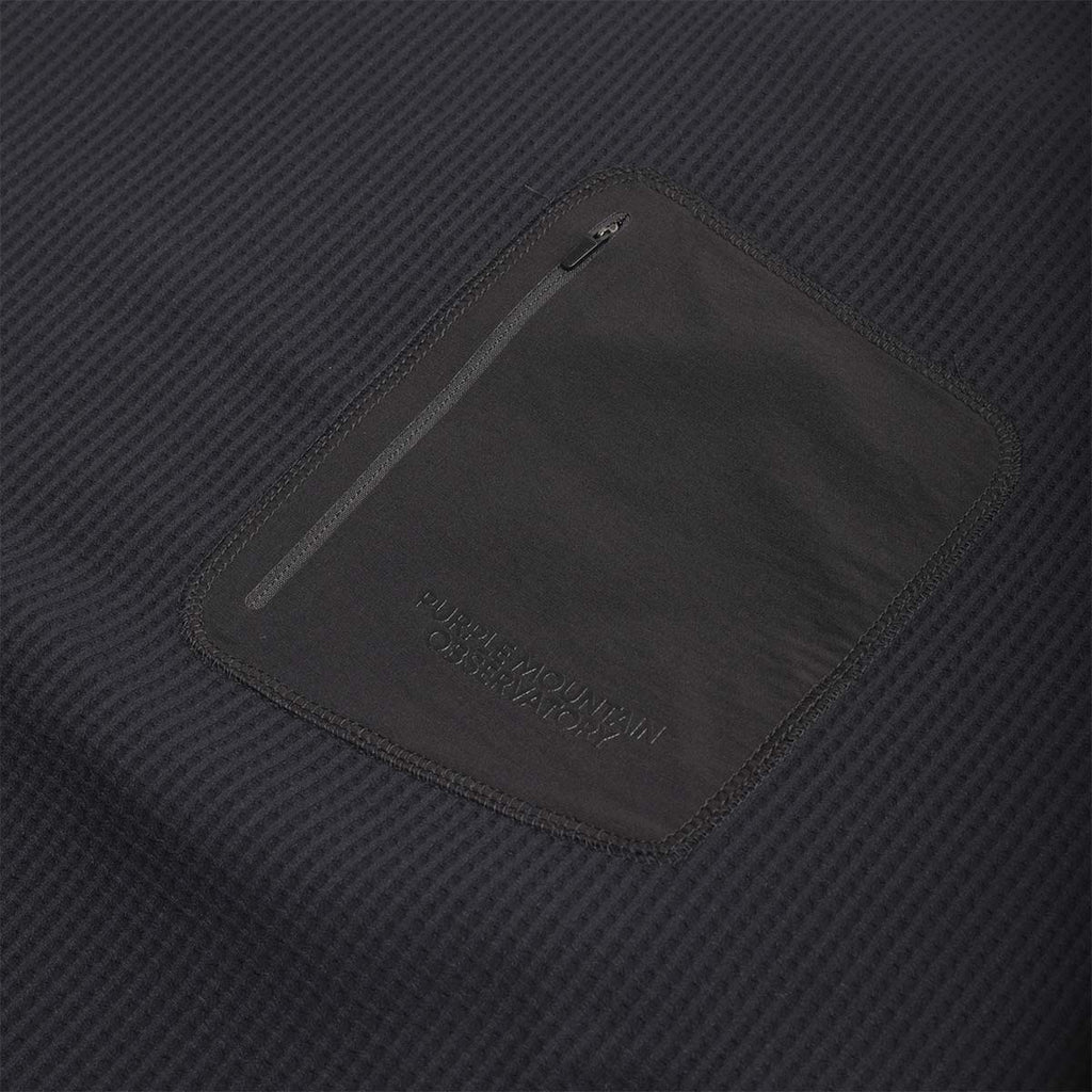 Purple Mountain Observatory Waffle Long Sleeve T-Shirt, Black, Detail Shot 3