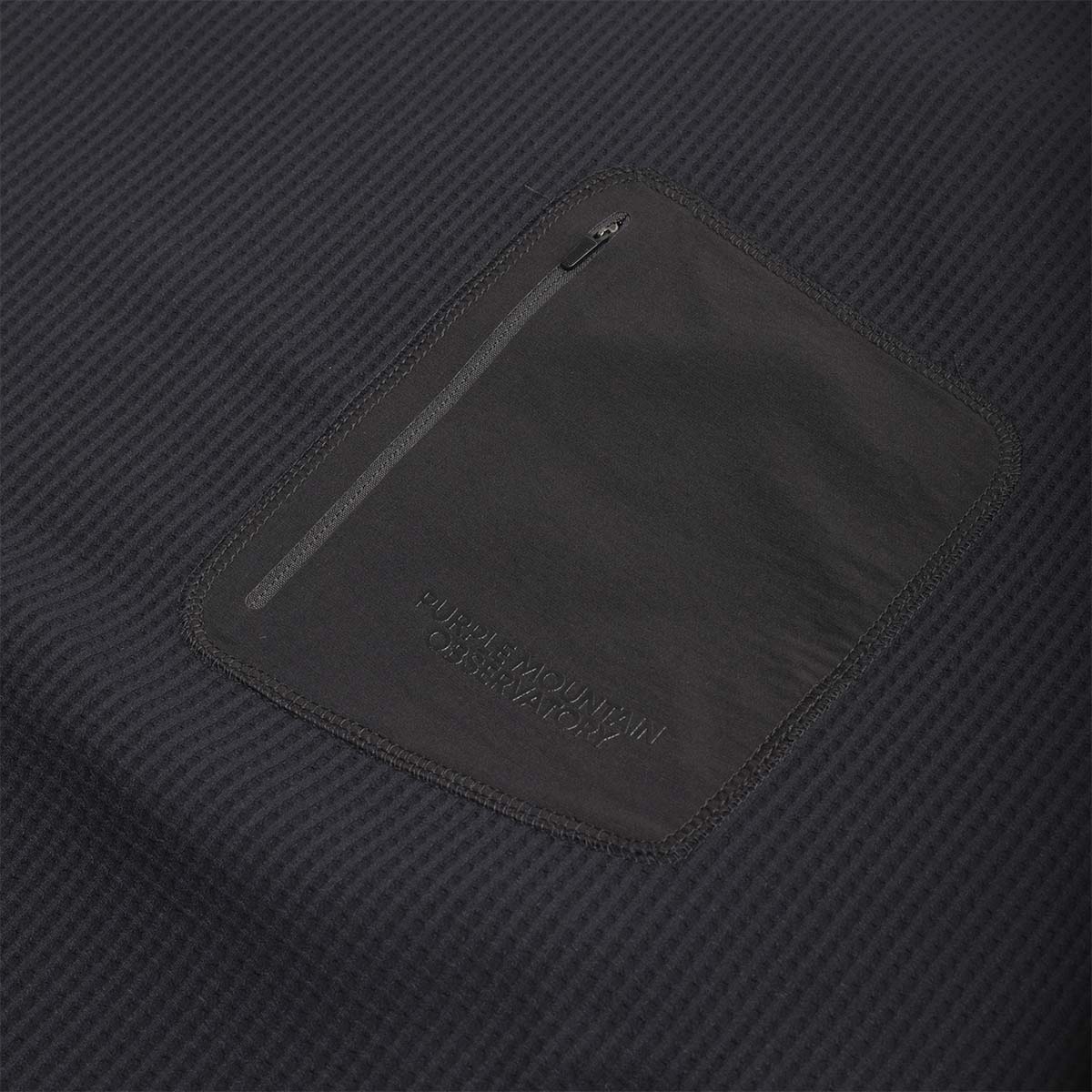 Purple Mountain Observatory Waffle Long Sleeve T-Shirt, Black, Detail Shot 3