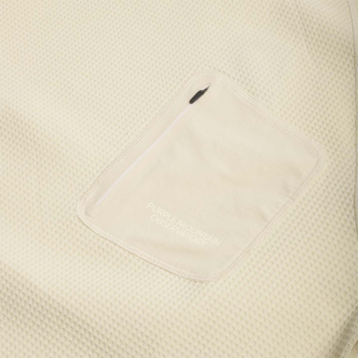 main Purple Mountain Observatory Waffle Long Sleeve T-Shirt, Cream, Detail Shot 2