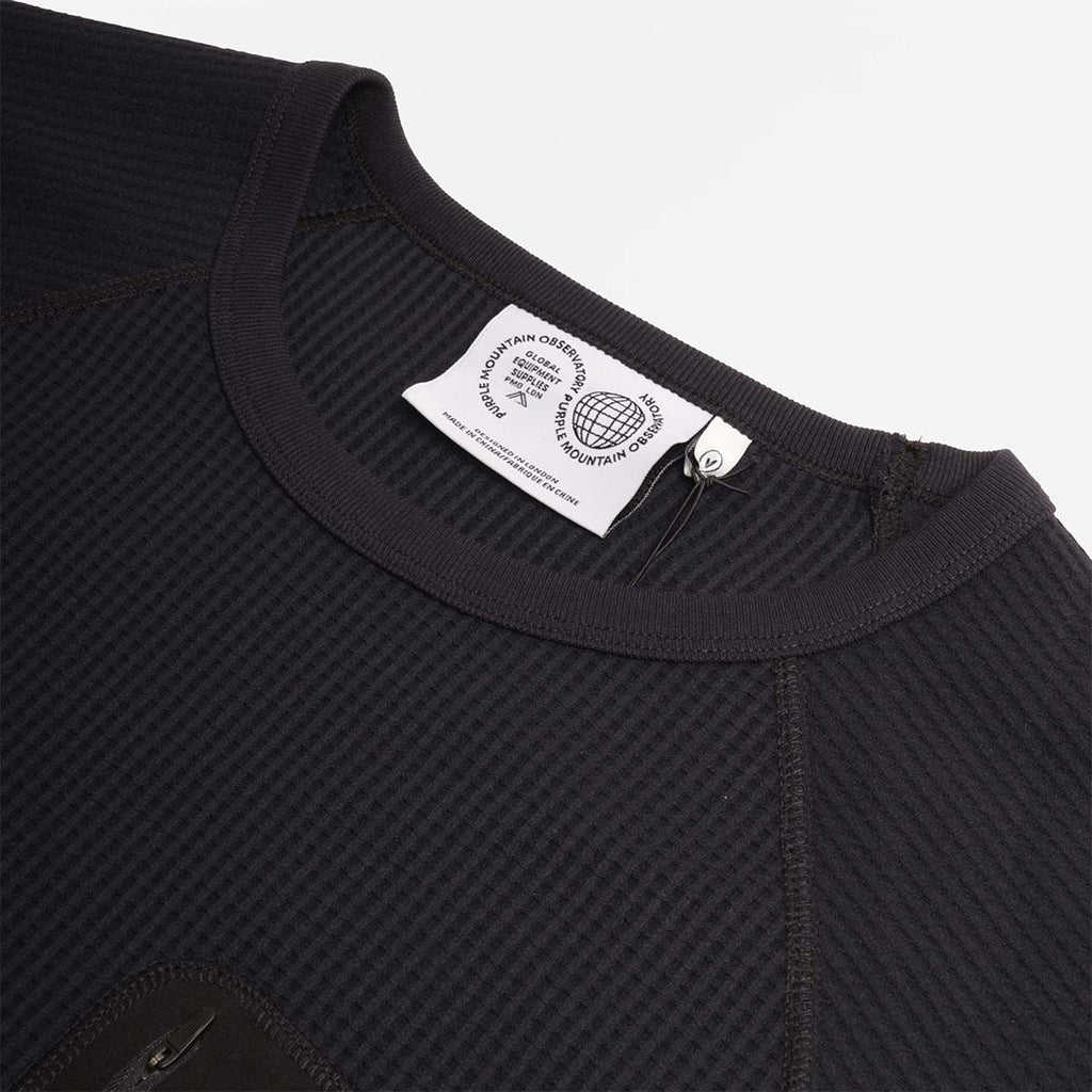 Purple Mountain Observatory Waffle T-Shirt, Black, Detail Shot 4
