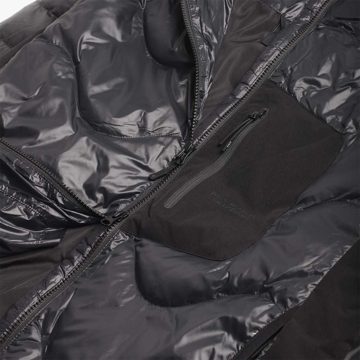 Purple Mountain Observatory Waves Light Puffa Jacket, Black, Detail Shot 4