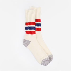 Rototo Coarse Ribbed Old School Crew Socks - Cream