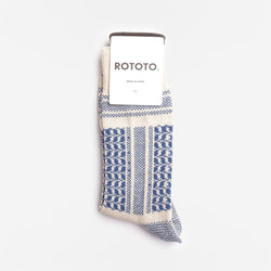 thumbnail Rototo Desert Scarf Pattern Socks, Ecru Blue, Detail Shot 1