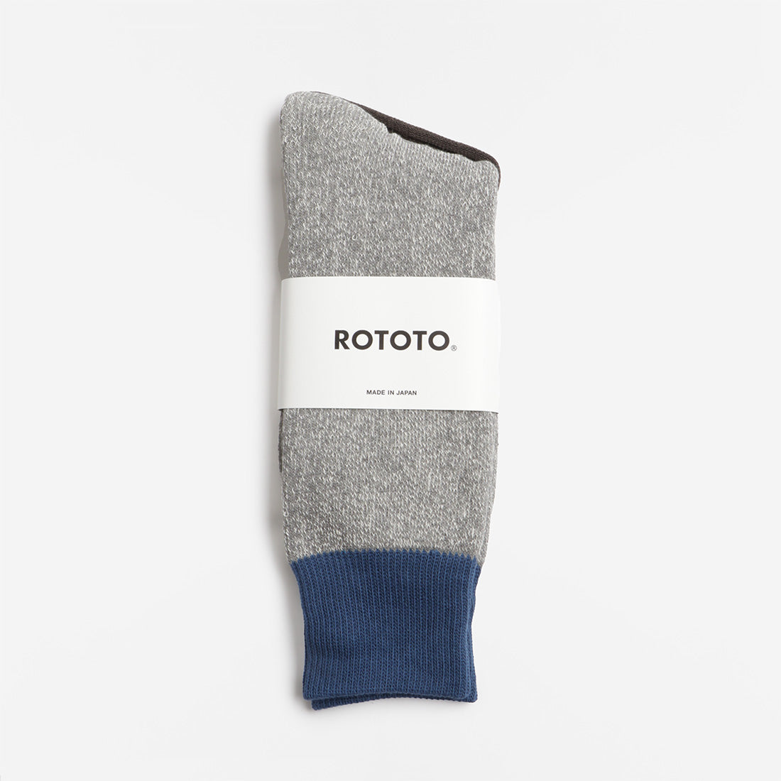 Rototo Double Face Crew Socks, Blue Grey, Detail Shot 3