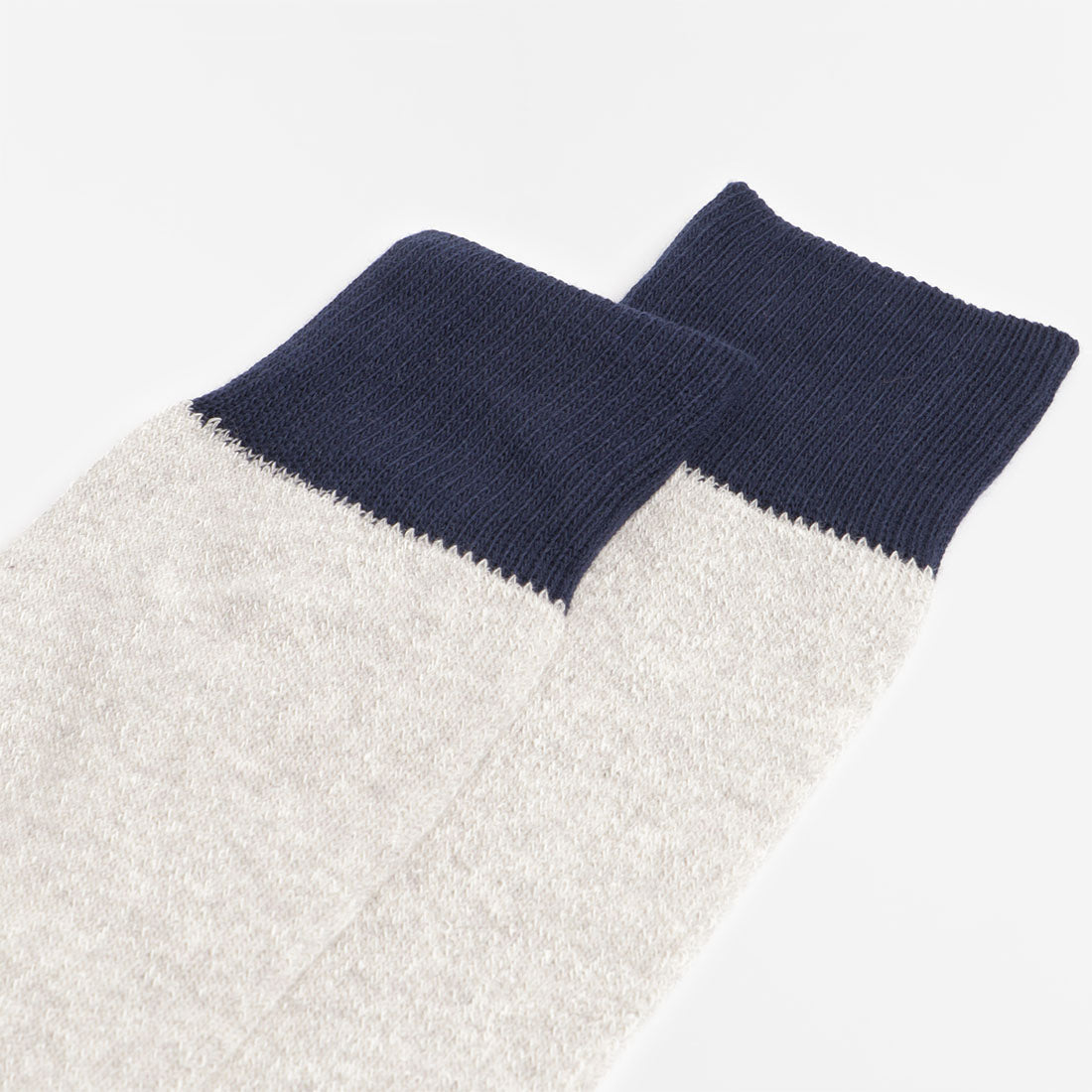 Rototo Double Face Crew Socks, Navy Light Grey, Detail Shot 3