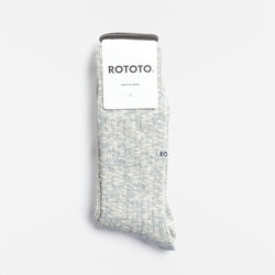 thumbnail Rototo Organic Cotton Slub Crew Socks, Light Blue, Detail Shot 1