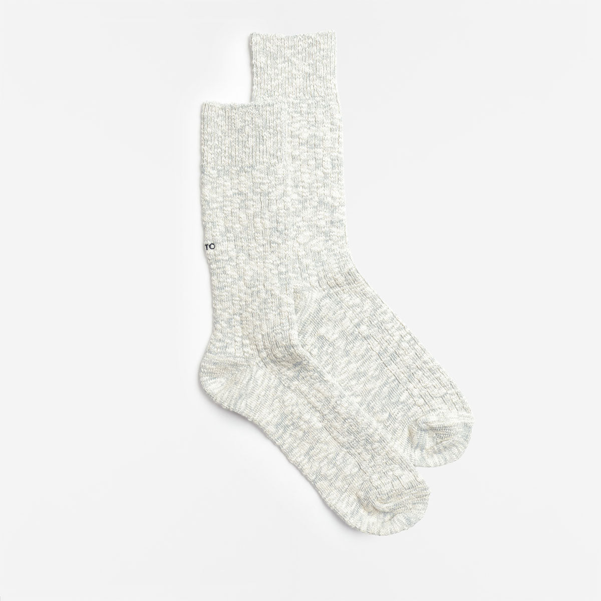 Rototo Organic Cotton Slub Crew Socks, Light Blue, Detail Shot 2