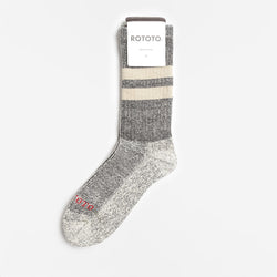 thumbnail Rototo Pile Stripe Marl Socks, Black Beige, Detail Shot 1