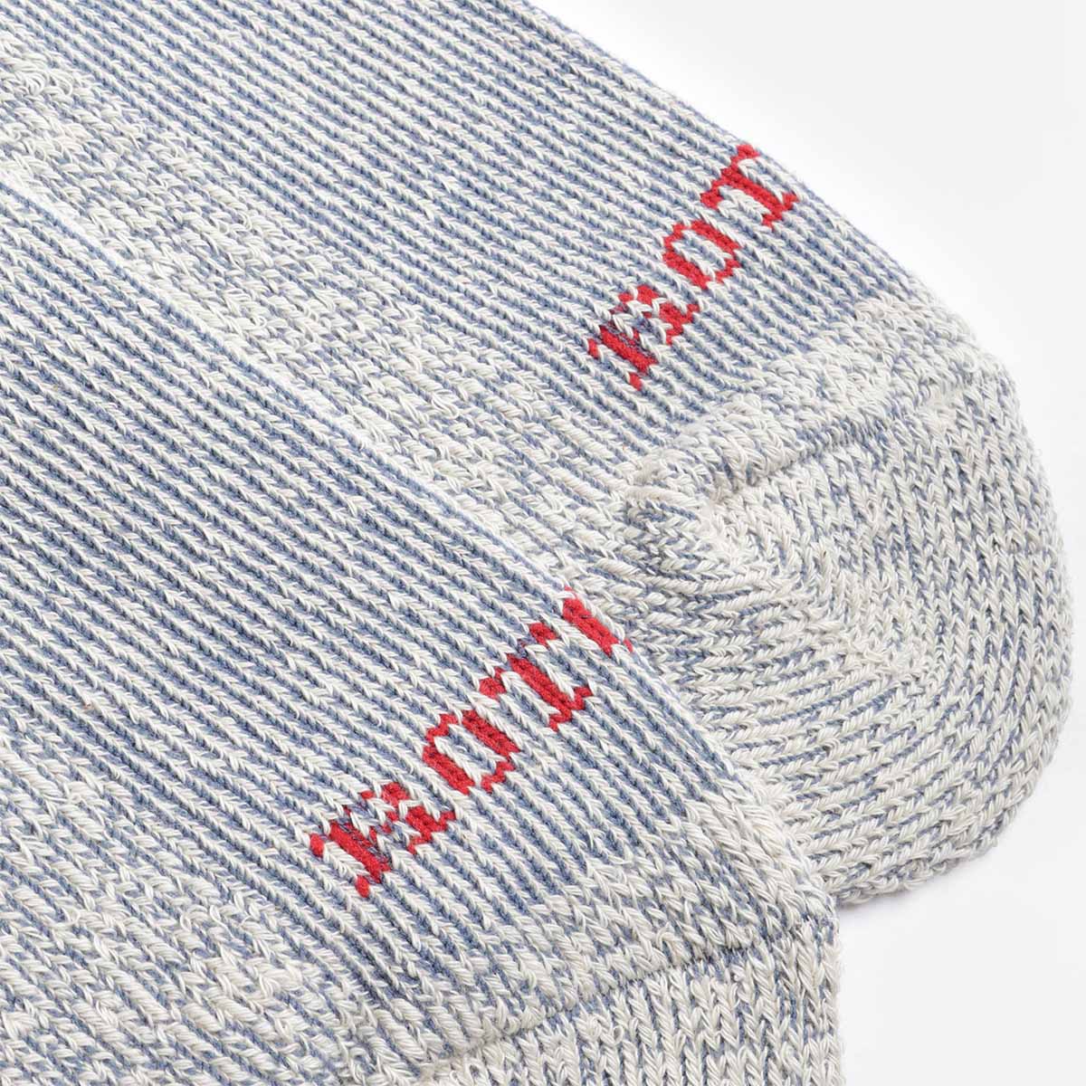 Rototo Pile Stripe Marl Socks, Blue Orange, Detail Shot 3