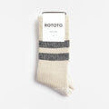 Rototo Pile Stripe Marl Socks, Beige Black, Detail Shot 1