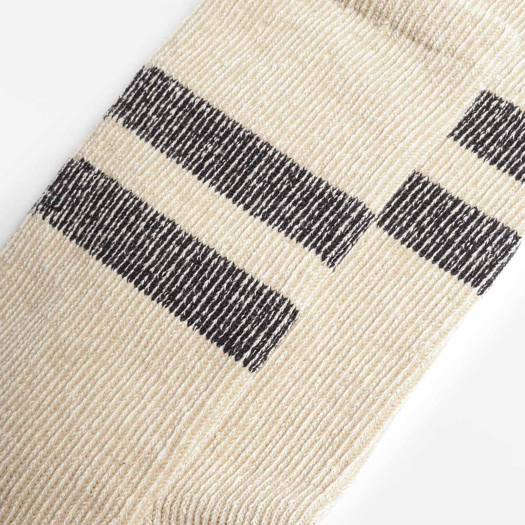 Rototo Pile Stripe Marl Socks, Beige Black, Detail Shot 3