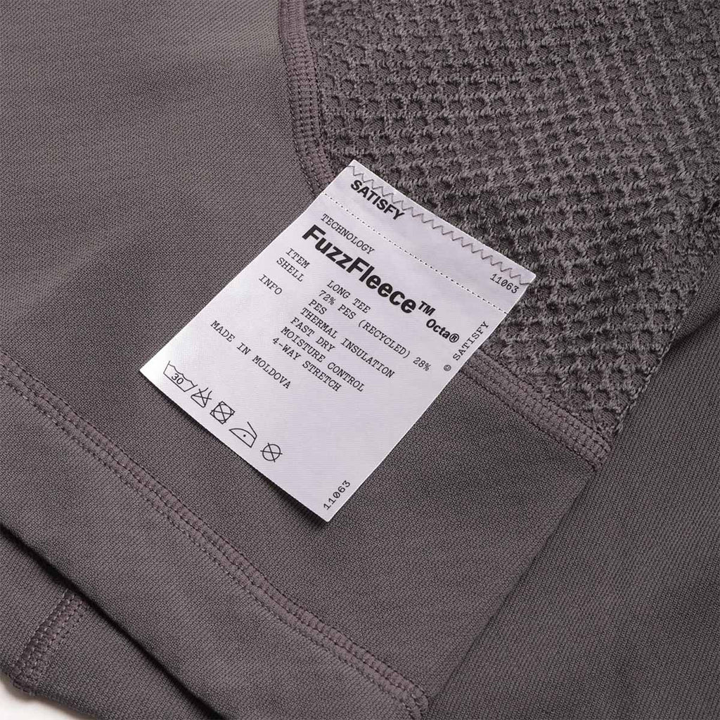 Satisfy FuzzFleece Octa Long T-Shirt, Dark Shadow, Detail Shot 4