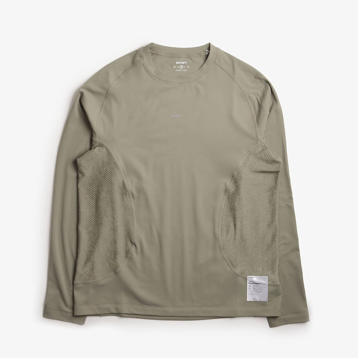 main Satisfy FuzzFleece Octa Long T-Shirt, Vetiver, Detail Shot 1