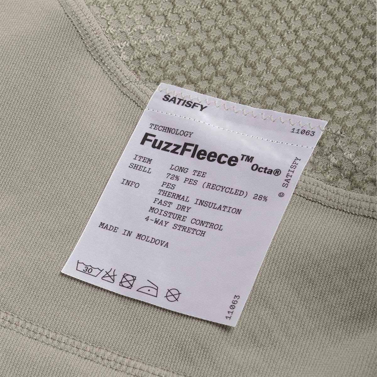 main Satisfy FuzzFleece Octa Long T-Shirt, Vetiver, Detail Shot 6