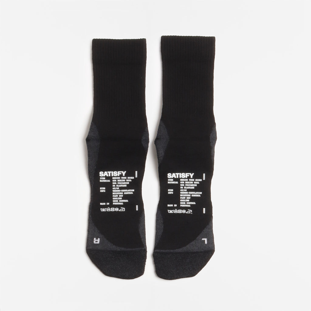 Satisfy Merino Nylon Tube Socks, Black, Detail Shot 2