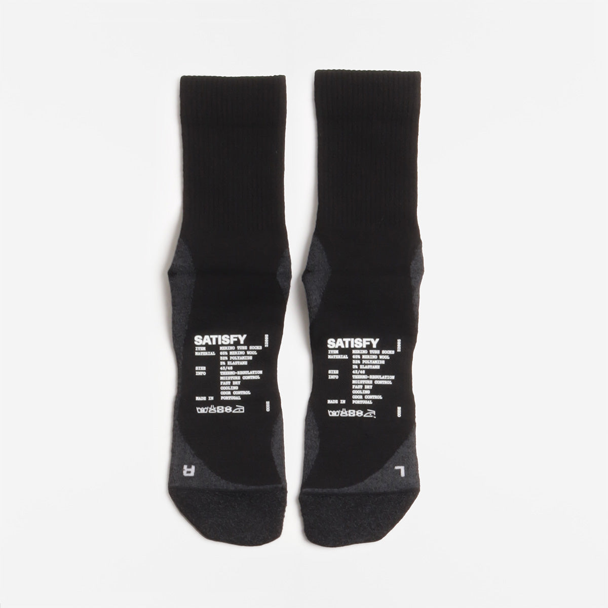 Satisfy Merino Nylon Tube Socks, Black, Detail Shot 2