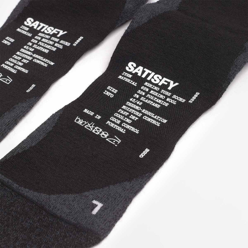 Satisfy Merino Nylon Tube Socks, Black, Detail Shot 4
