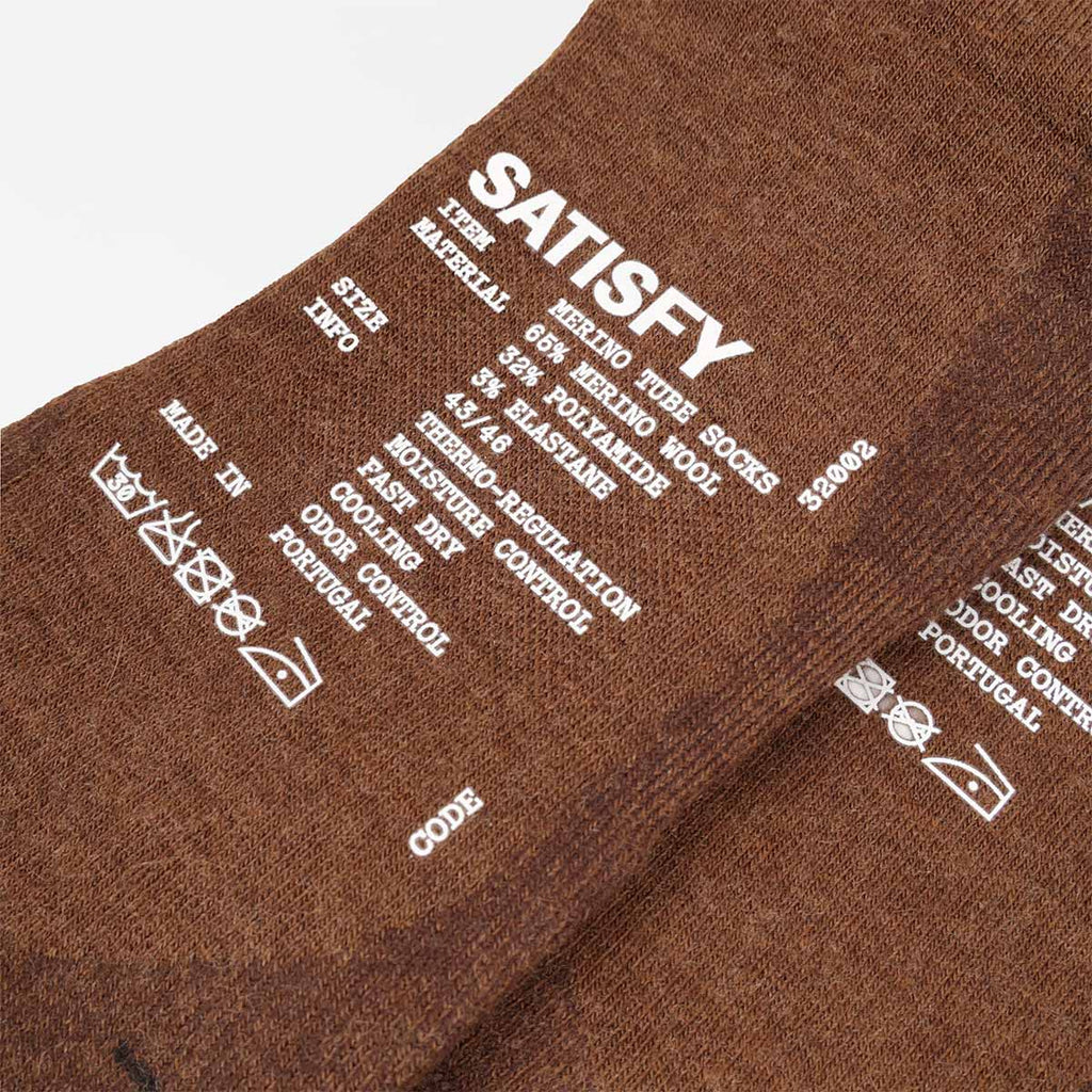SATISFY branding and knit detail, Merino Nylon Tube Socks
