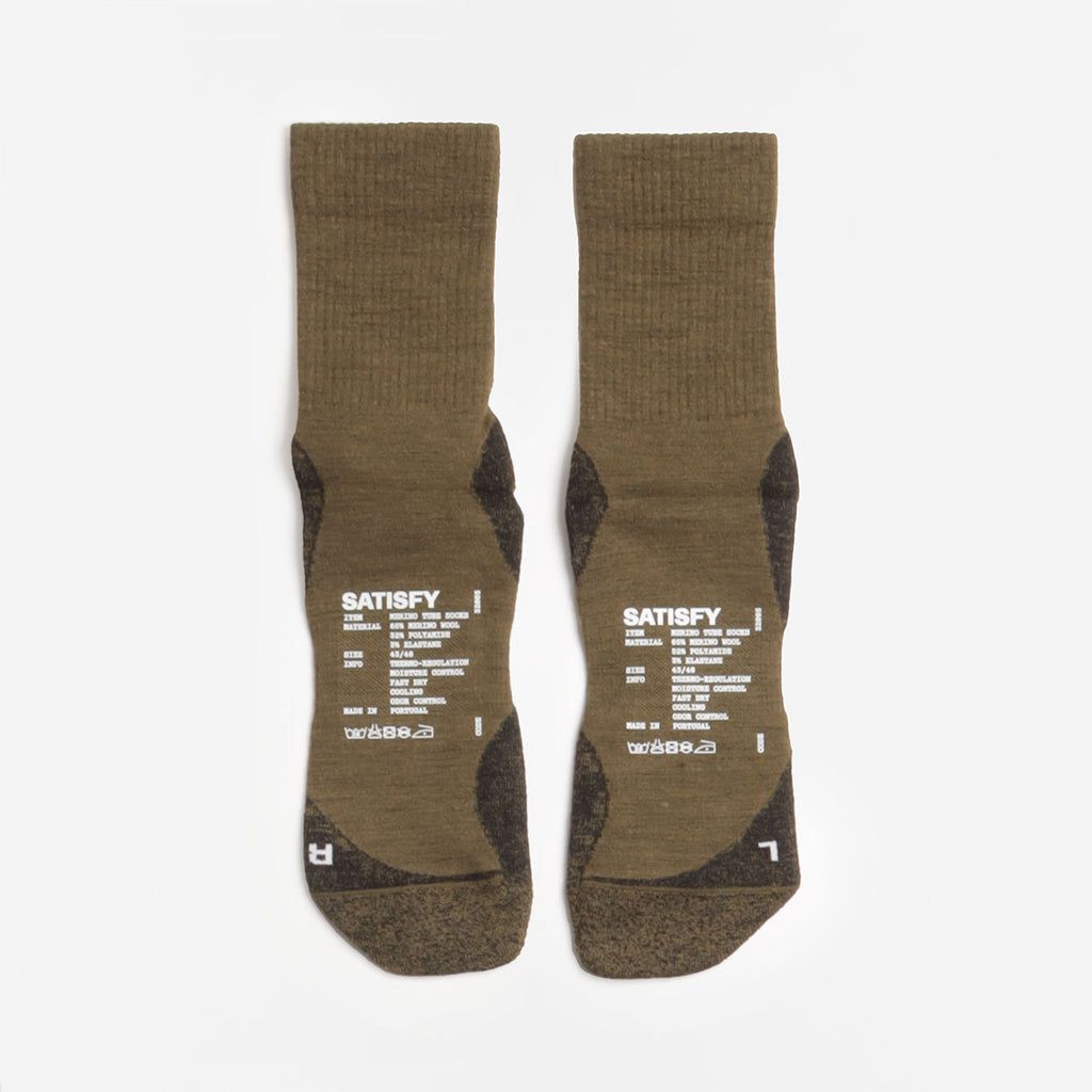 Satisfy Merino Nylon Tube Socks, Dark Olive, Detail Shot 2