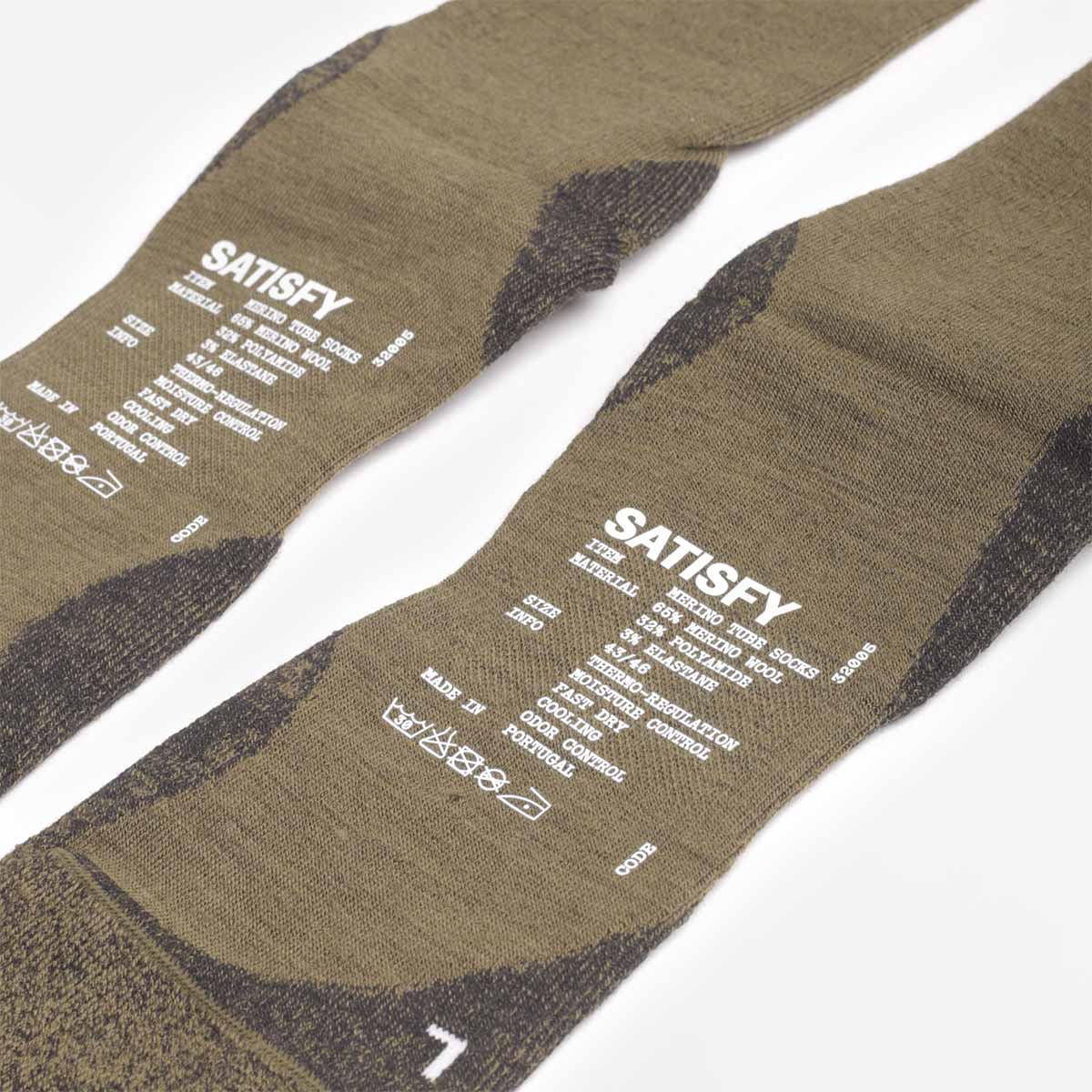 Satisfy Merino Nylon Tube Socks, Dark Olive, Detail Shot 5