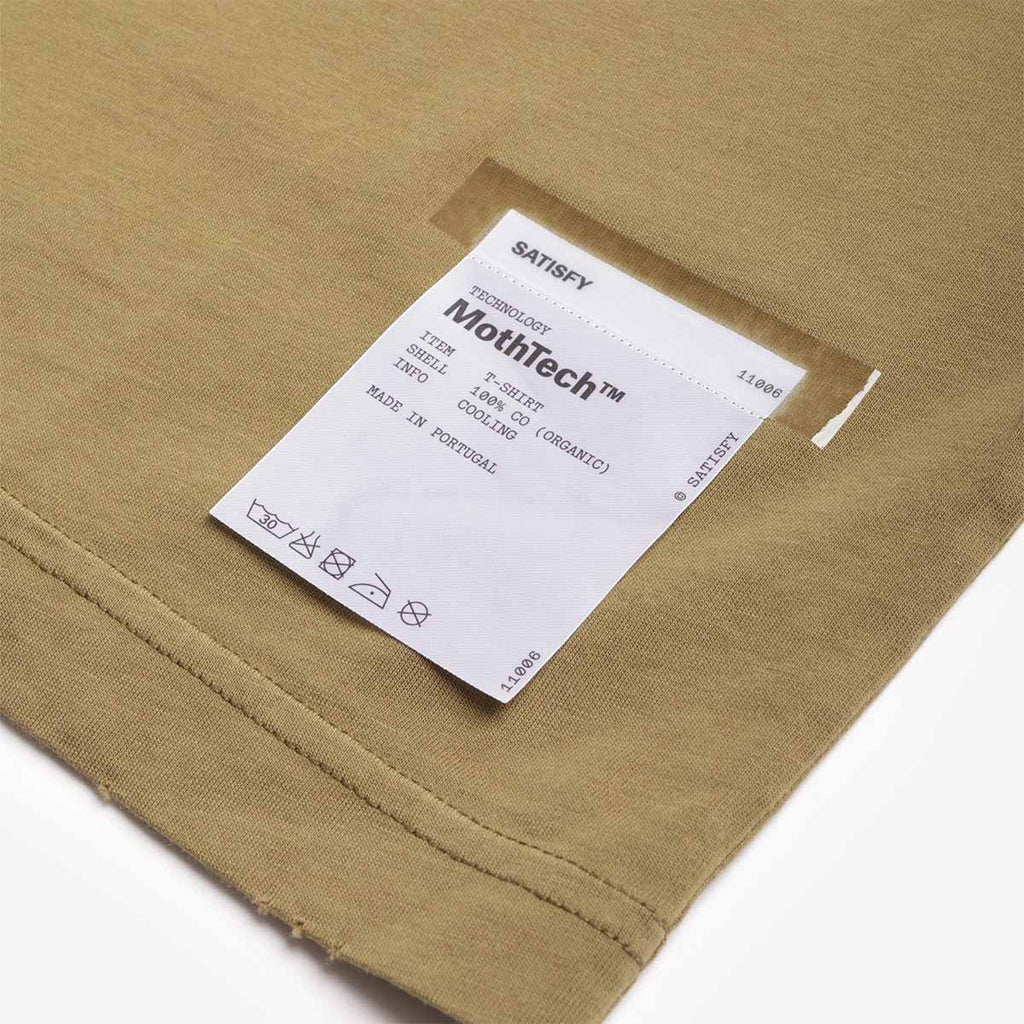 Satisfy MothTech T-Shirt, Sun Bleached Military Olive, Detail Shot 4