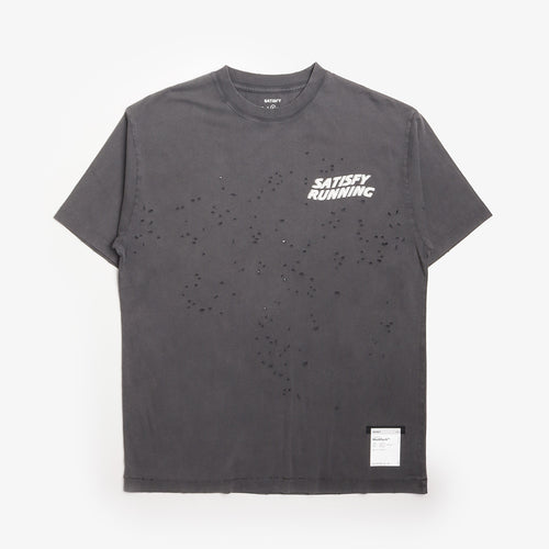 Satisfy Mothtech Wave Logo T-Shirt in Aged Black, front view