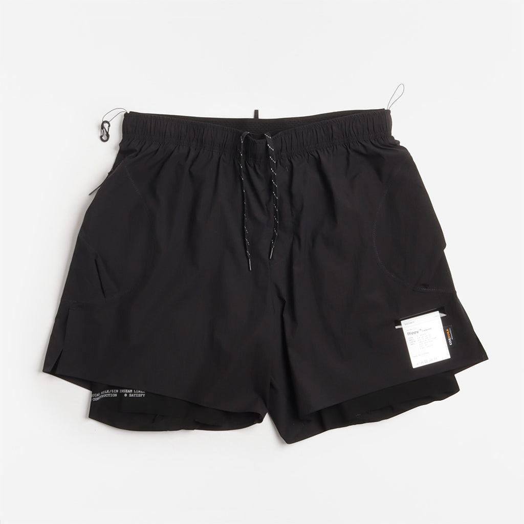 Satisfy Rippy Cordura 5" Trail Shorts, Black, Detail Shot 1