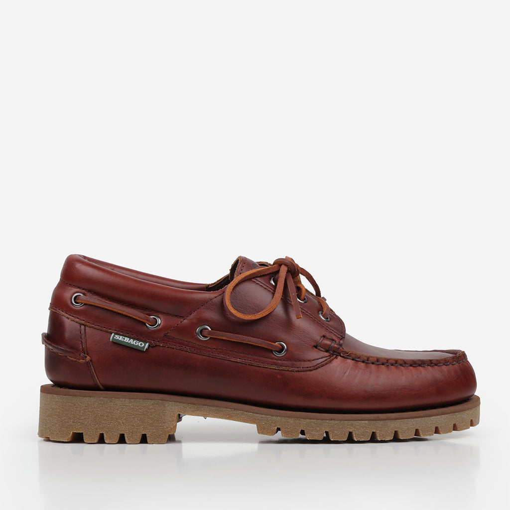 Sebago Acadia Leather Waxed Shoes, Brown Cinnamon, Detail Shot 1