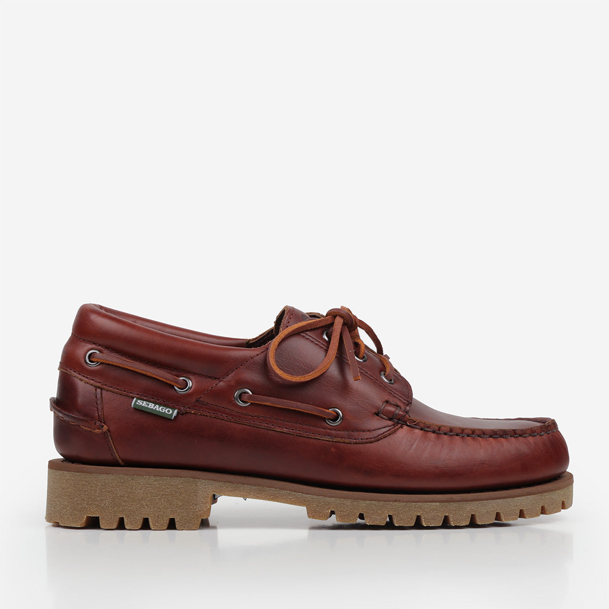 Sebago Acadia Leather Waxed Shoes, Brown Cinnamon, Detail Shot 1