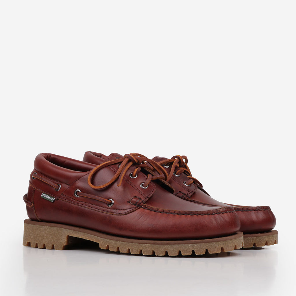 Sebago Acadia Leather Waxed Shoes, Brown Cinnamon, Detail Shot 2