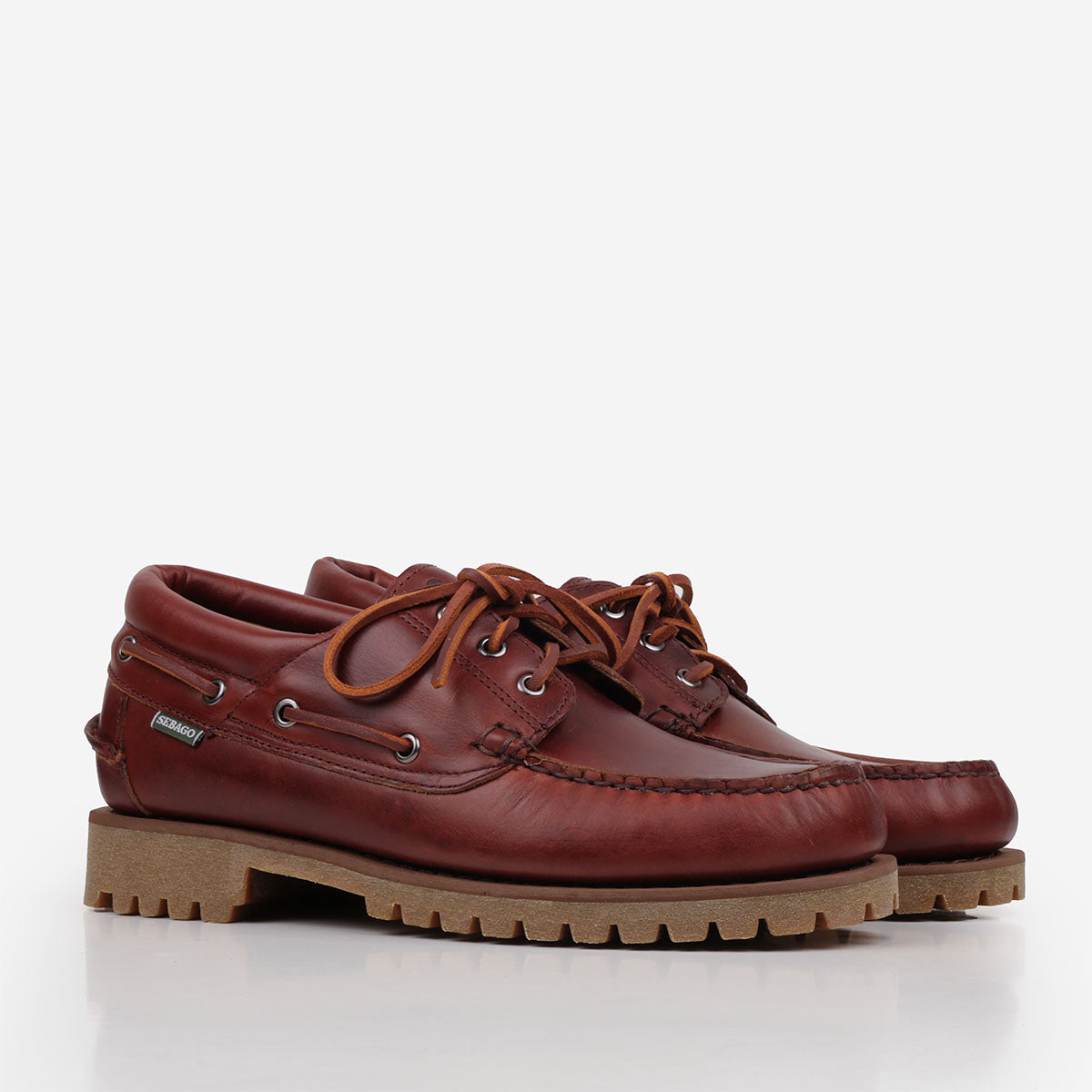Sebago Acadia Leather Waxed Shoes, Brown Cinnamon, Detail Shot 2