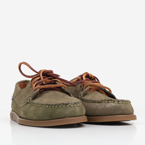 Sebago Askook Suede Shoes, Green Military, Detail Shot 2