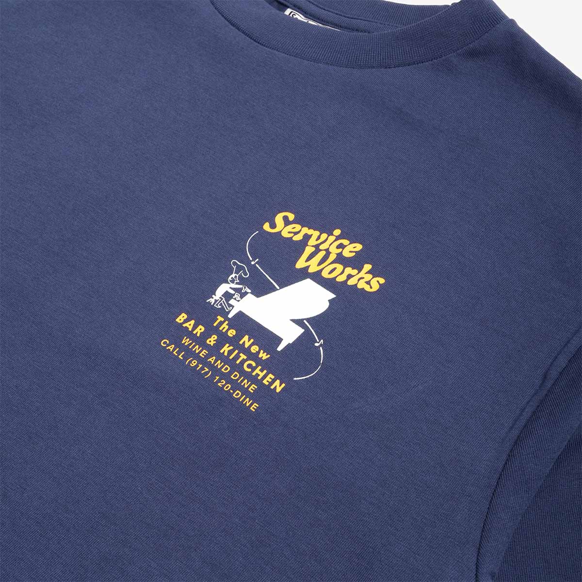Service Works Bar + Kitchen T-Shirt, Navy, Detail Shot 3