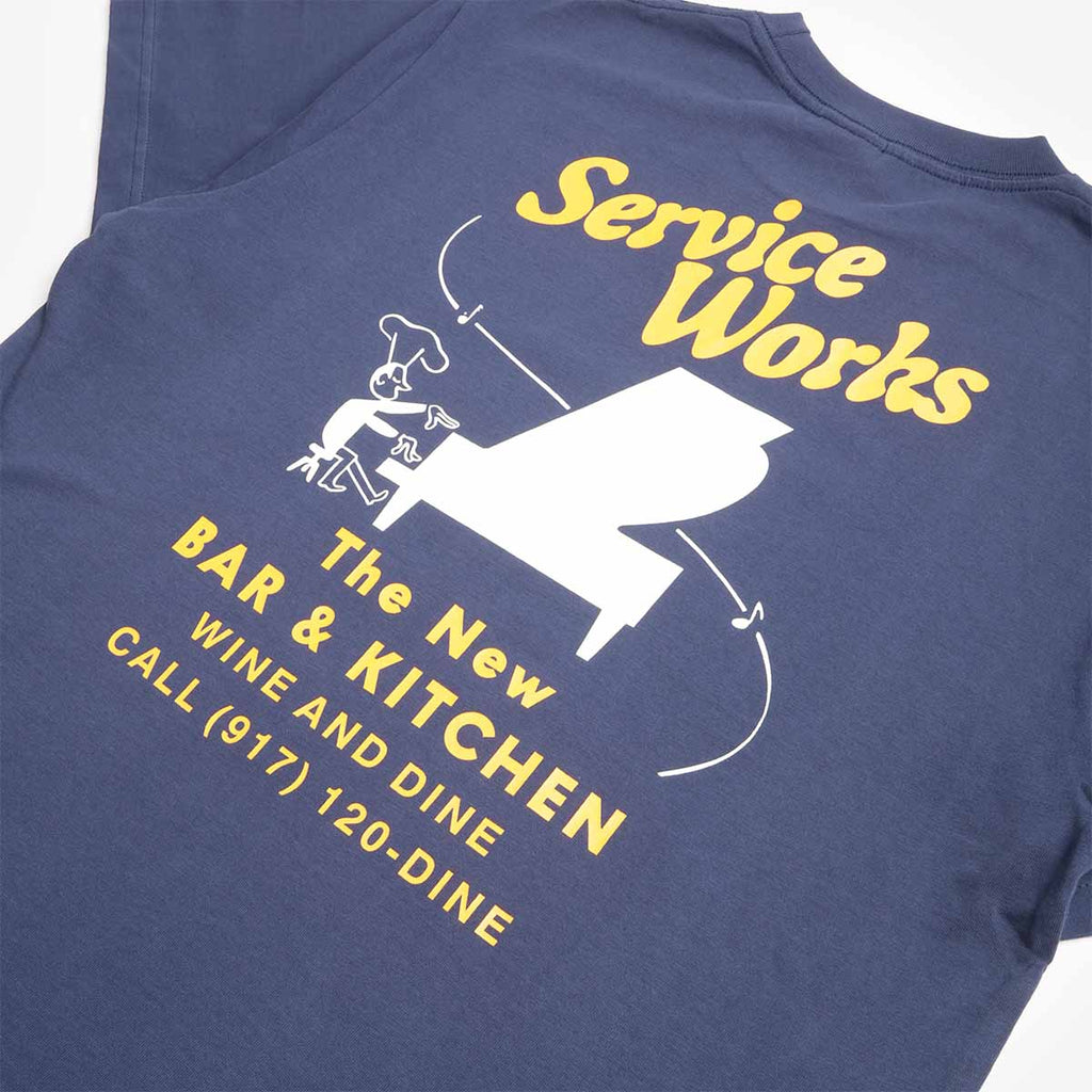 Service Works Bar + Kitchen T-Shirt, Navy, Detail Shot 4