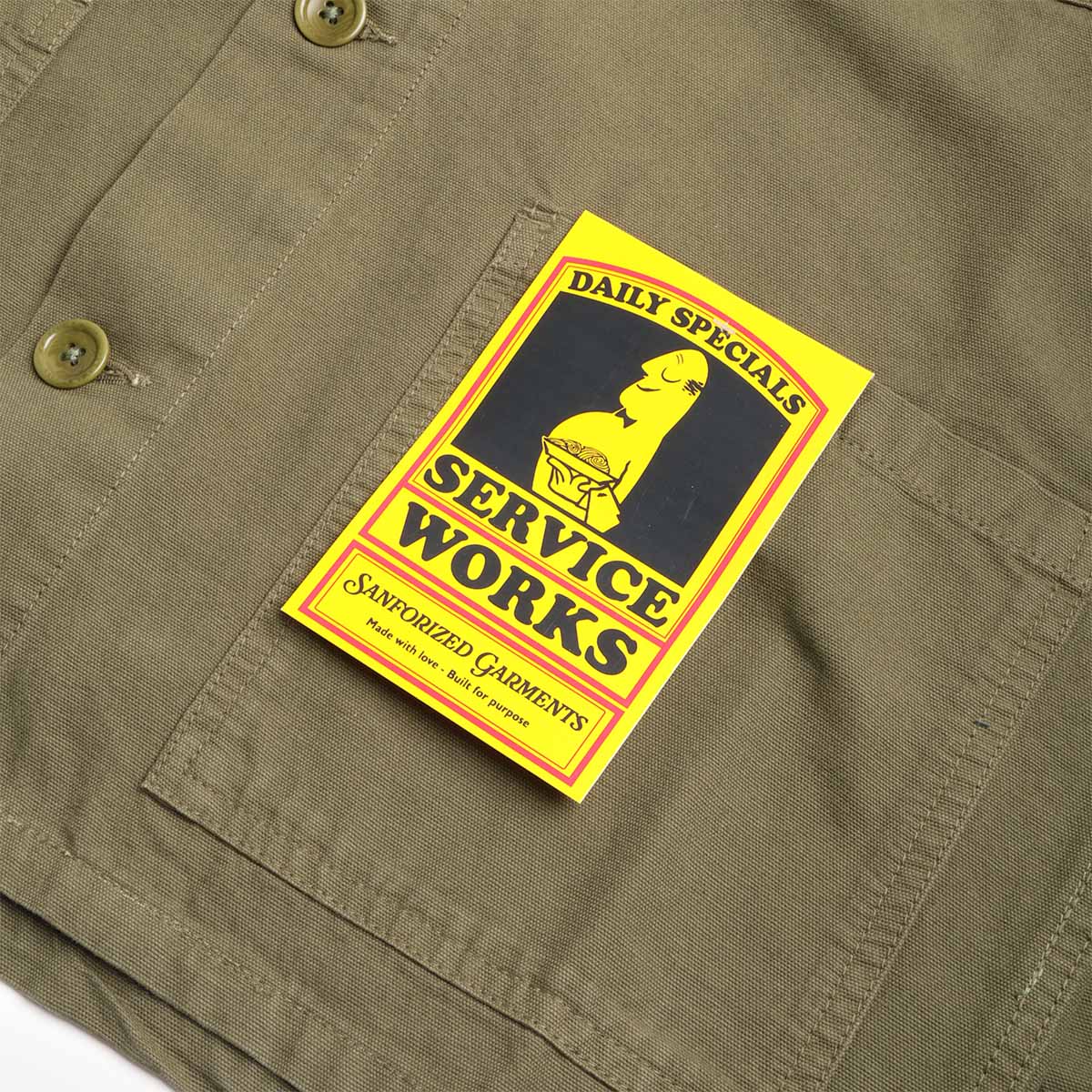 Service Works Canvas Chore Shirt, Olive, Detail Shot 3