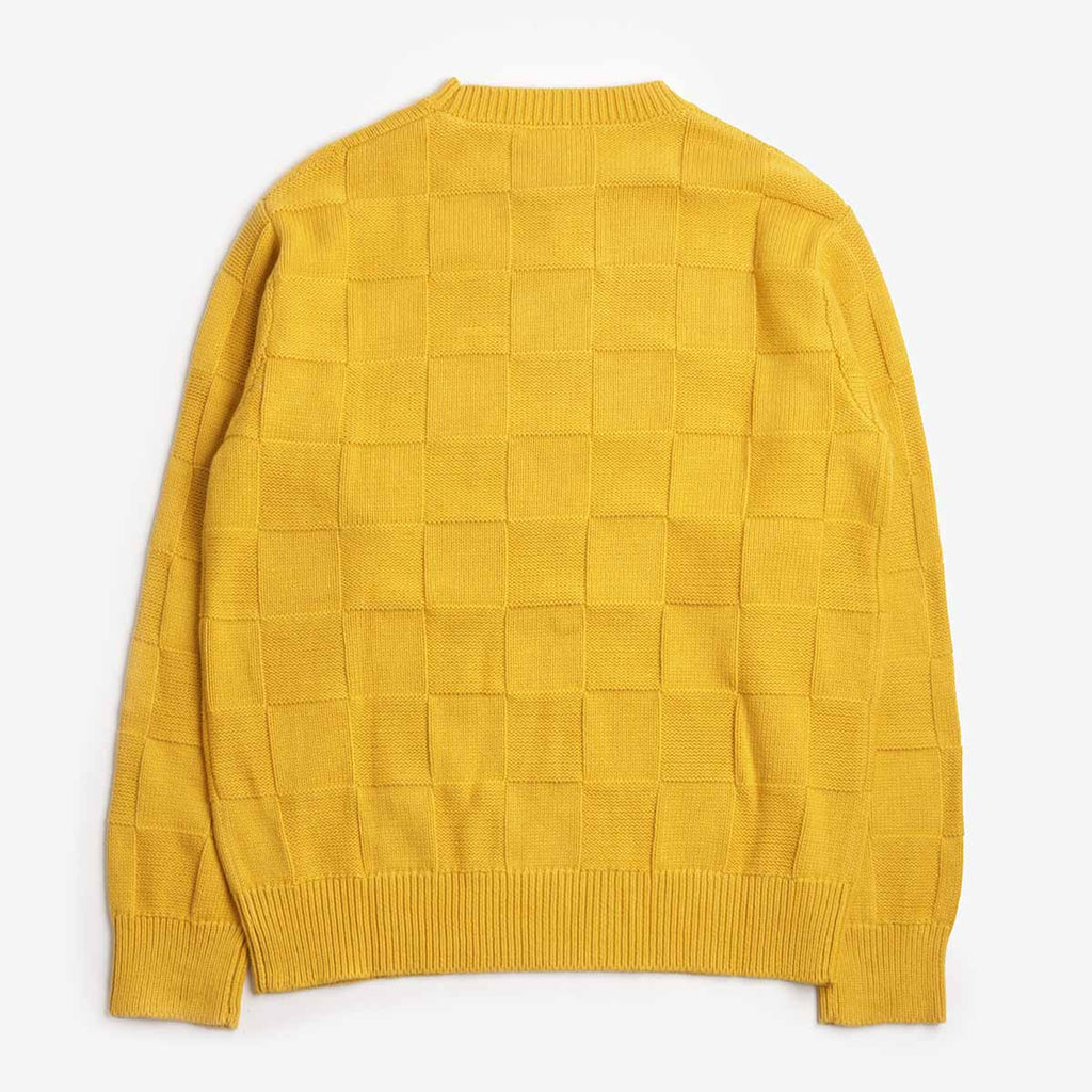 Service Works Check Knit Crewneck, Ochre, Detail Shot 2