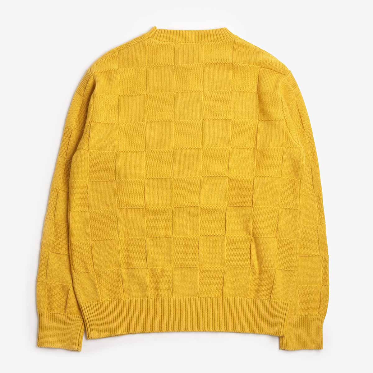 main Service Works Check Knit Crewneck, Ochre, Detail Shot 2