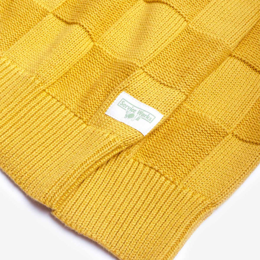 Service Works Check Knit Crewneck, Ochre, Detail Shot 3