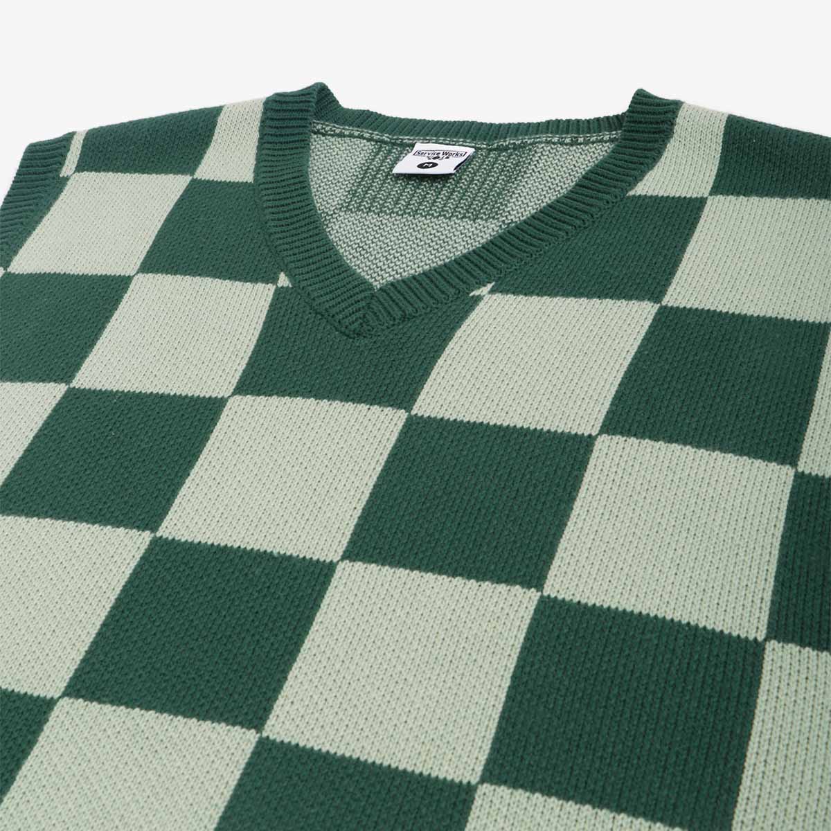 Service Works Checkerboard Knitted Vest