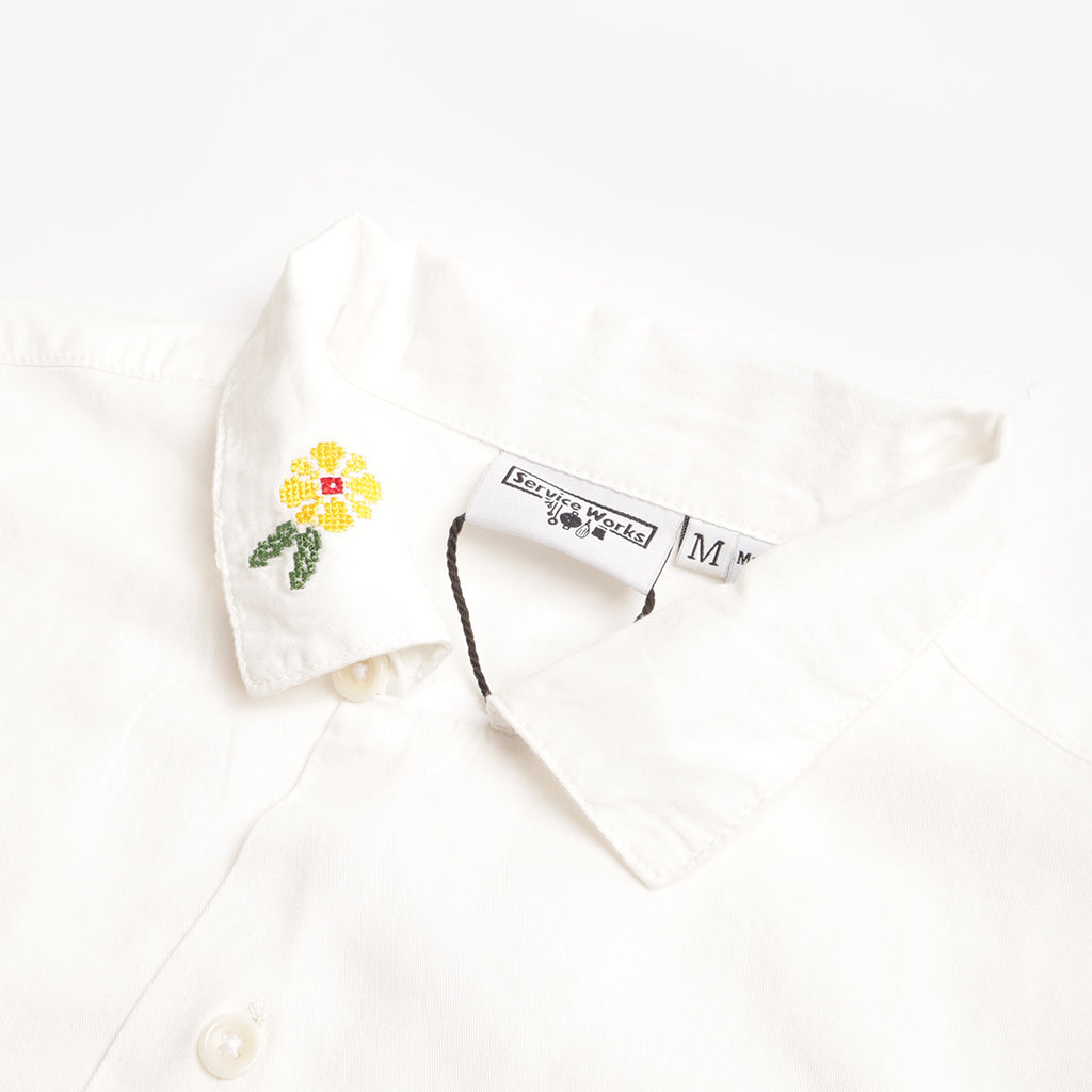 Service Works Cross Stitch Shirt, White, Detail Shot 2