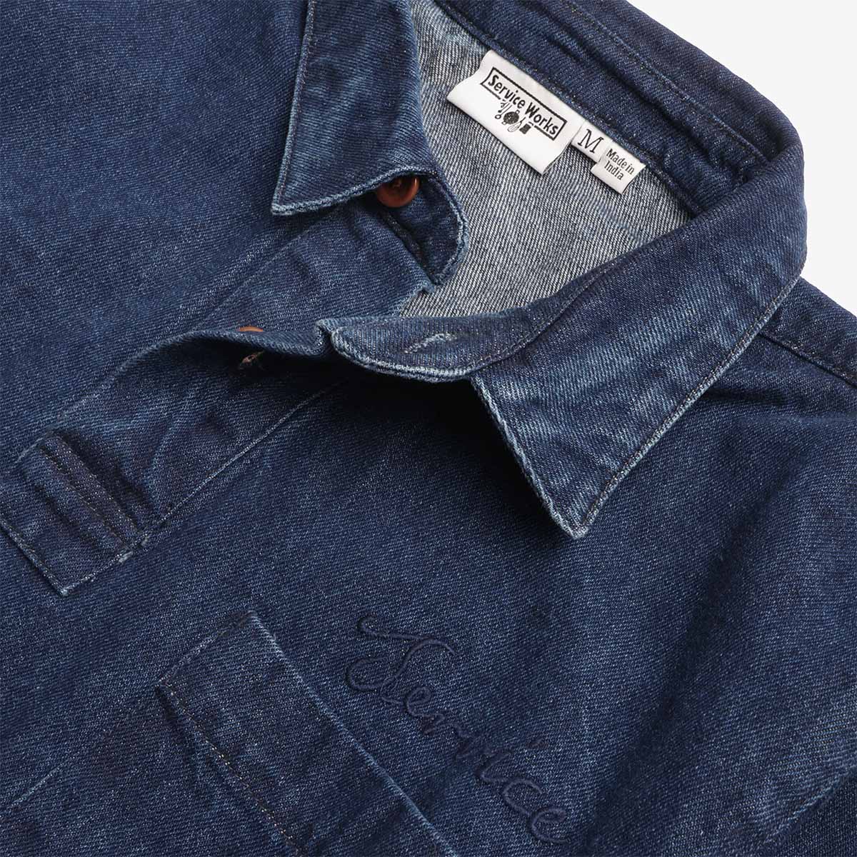 Service Works Denim Script Popover Jacket, One Wash, Detail Shot 3