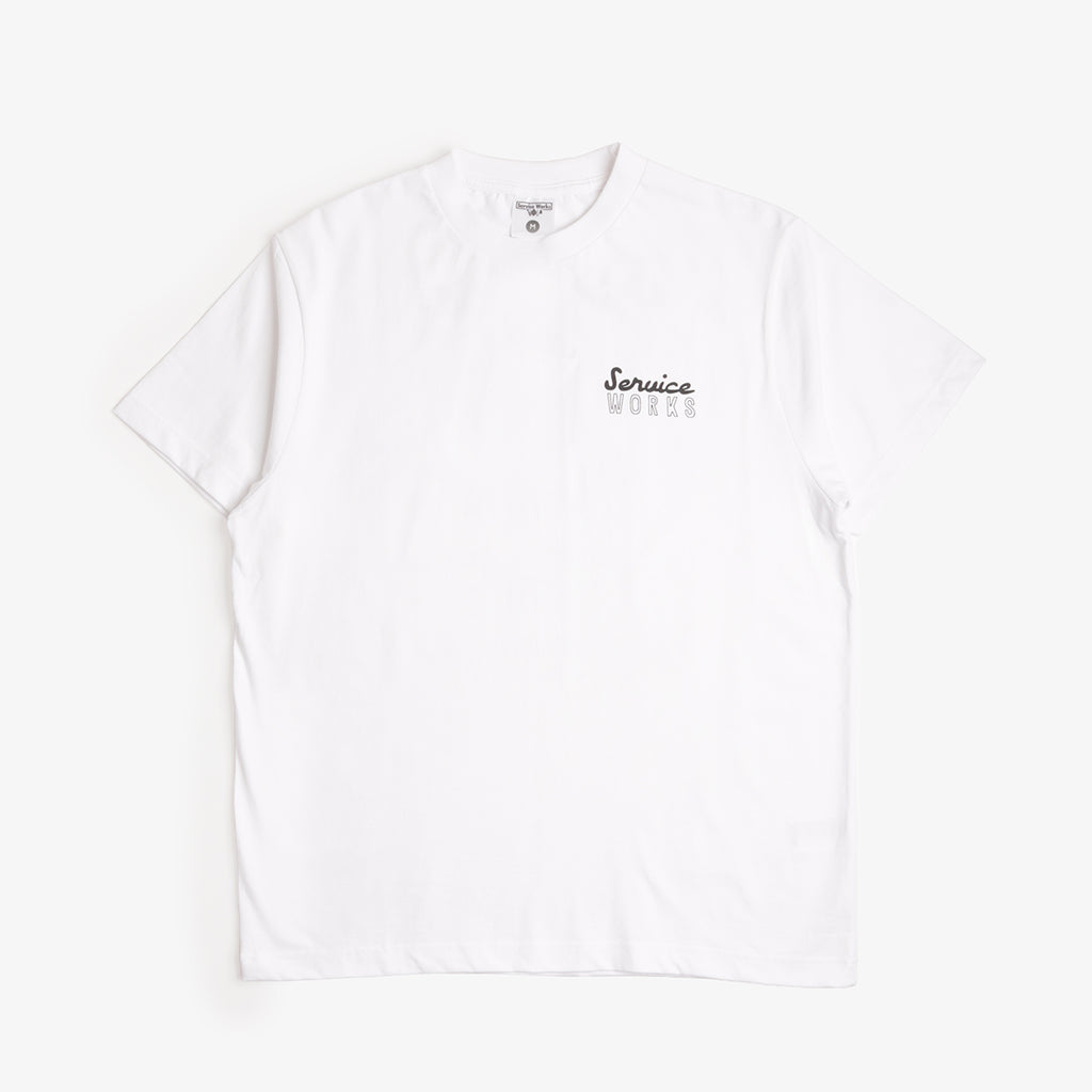 Service Works Eating Adventures Tee in White, front view