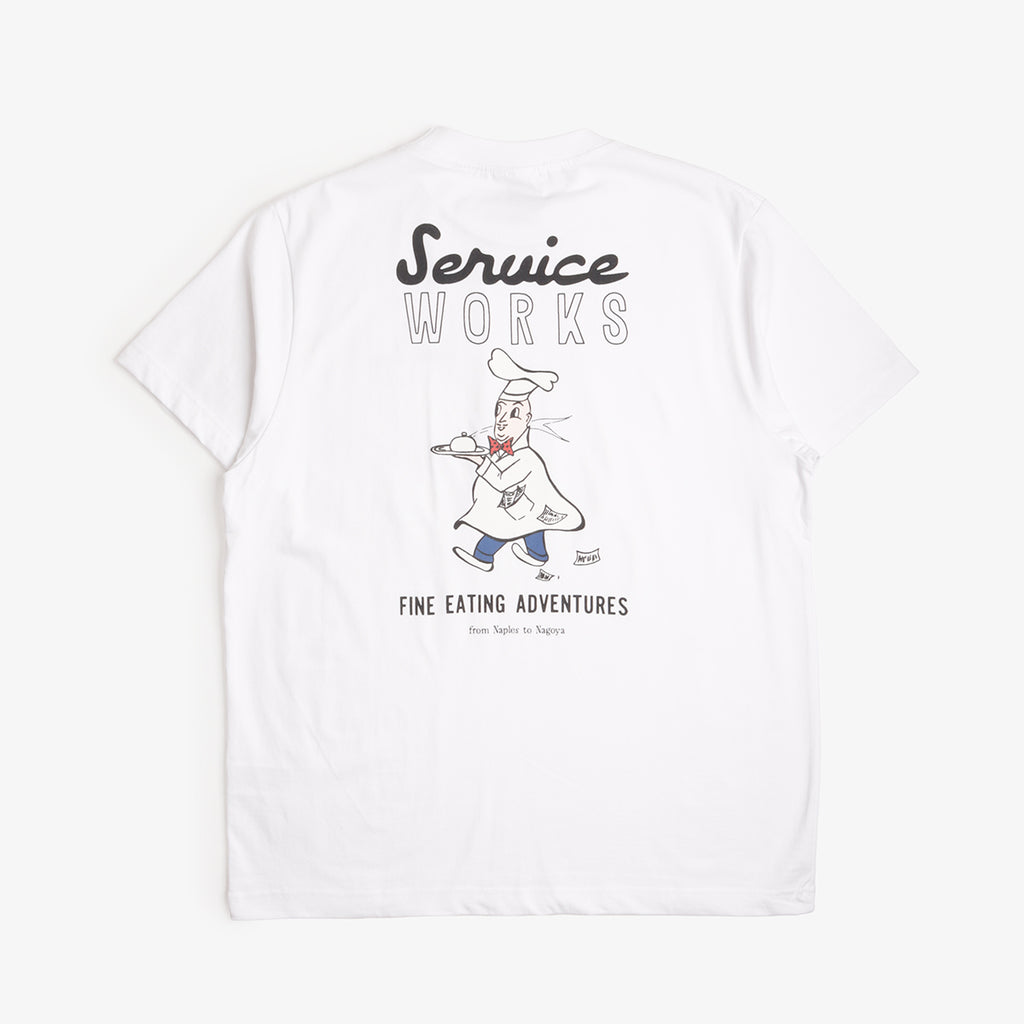 Service Works Eating Adventures Tee in White, back print